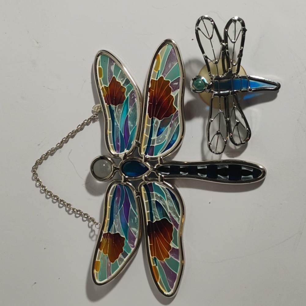 Vintage Amia Colorful Dragonfly Suncatcher Window  Set